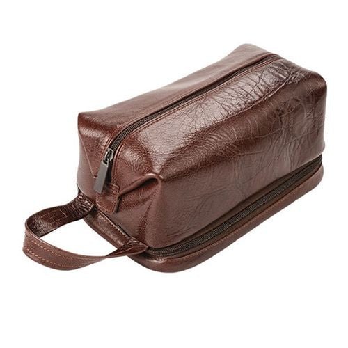 Adpel Italian Leather Toiletry Bag | Brown - KaryKase