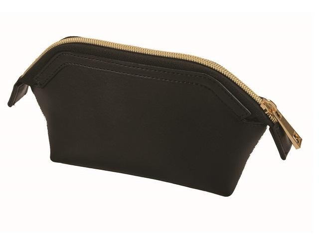 Adpel Leather Khloe Cosmetic Make Up Purse | Black - KaryKase