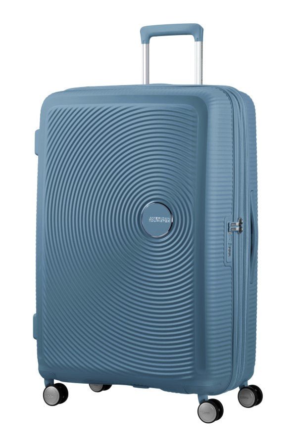 American Tourister Soundbox 3 Piece Luggage Set - Expandable | Stone Blue - KaryKase