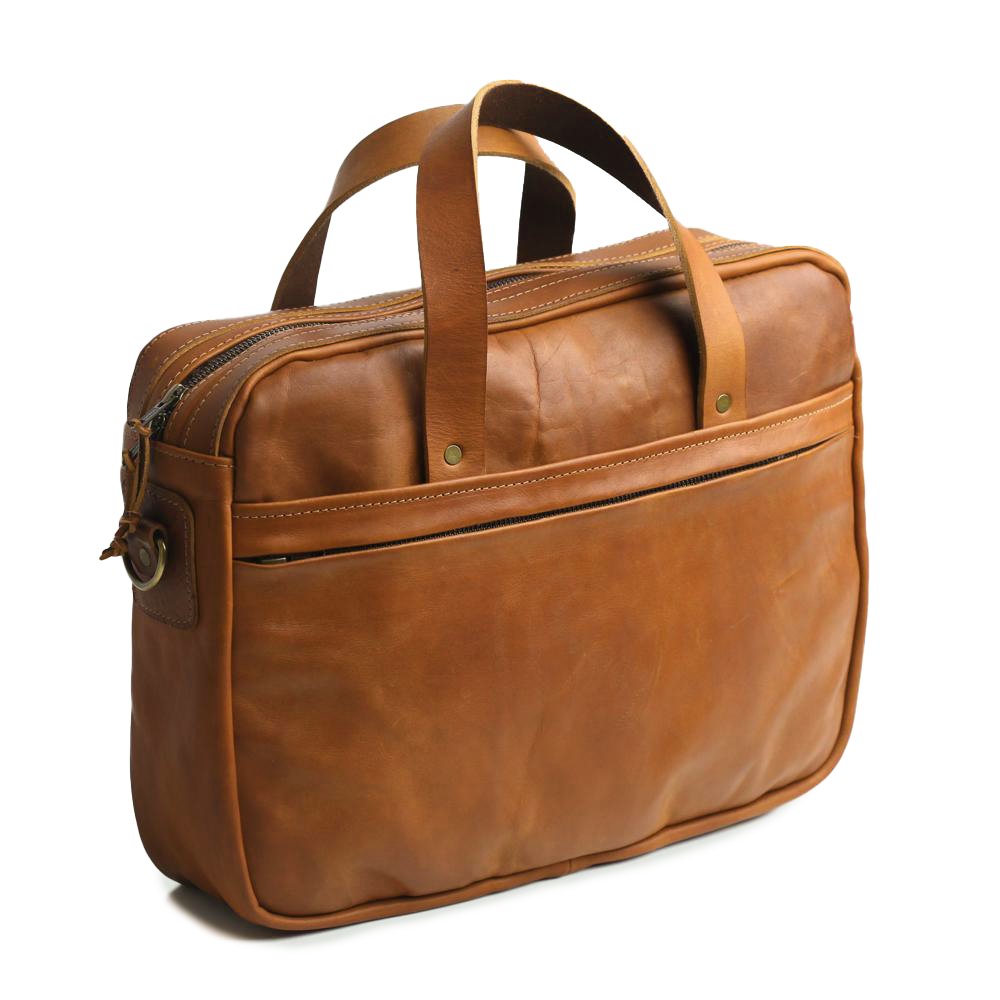 Bark And Mill Leather Laptop Briefcase | Tan - KaryKase