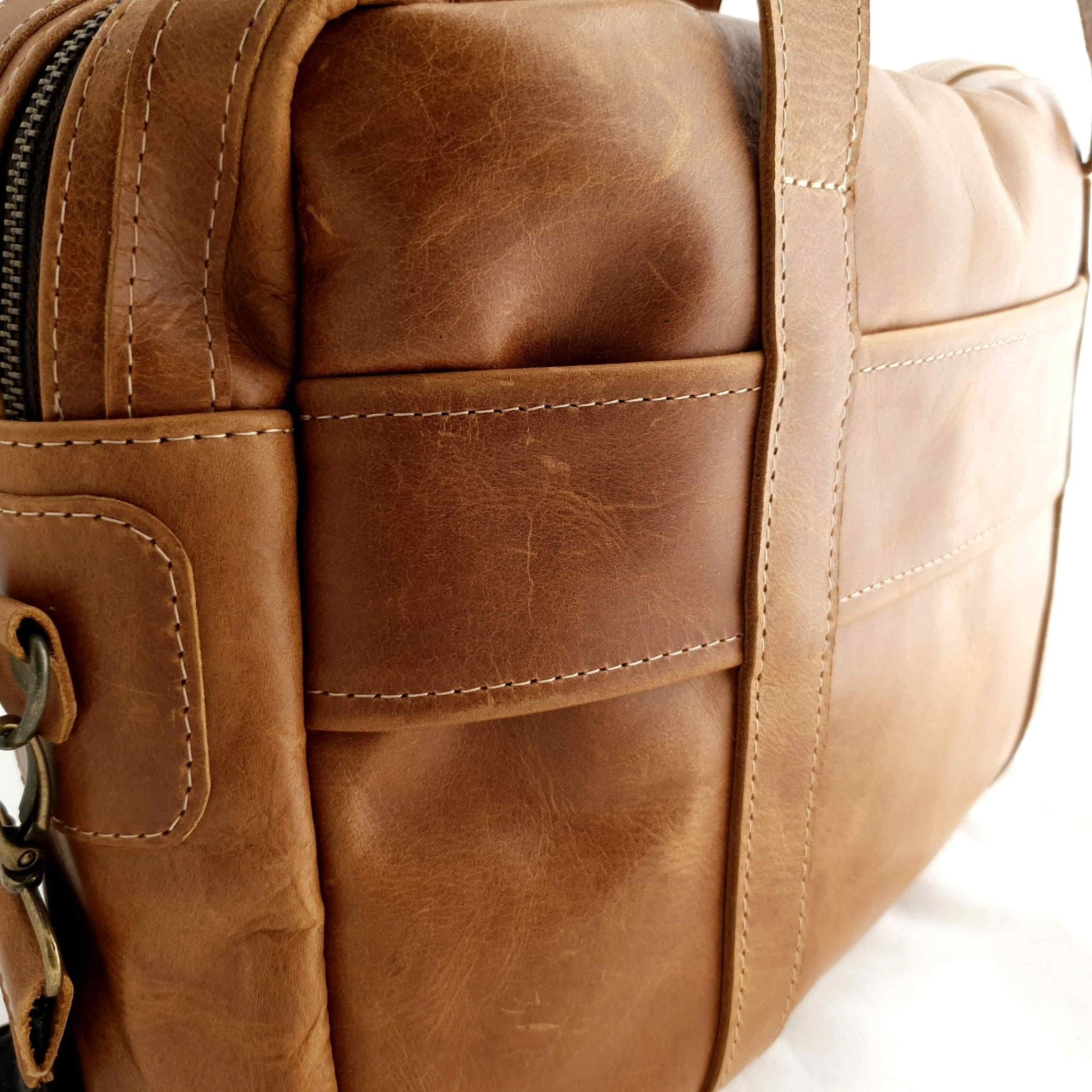Bark And Mill Leather Laptop Briefcase | Tan - KaryKase