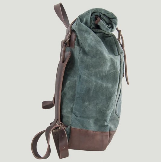 Bark And Mill Waxed Canvas Adventurer Rucksack | Atlantic - KaryKase