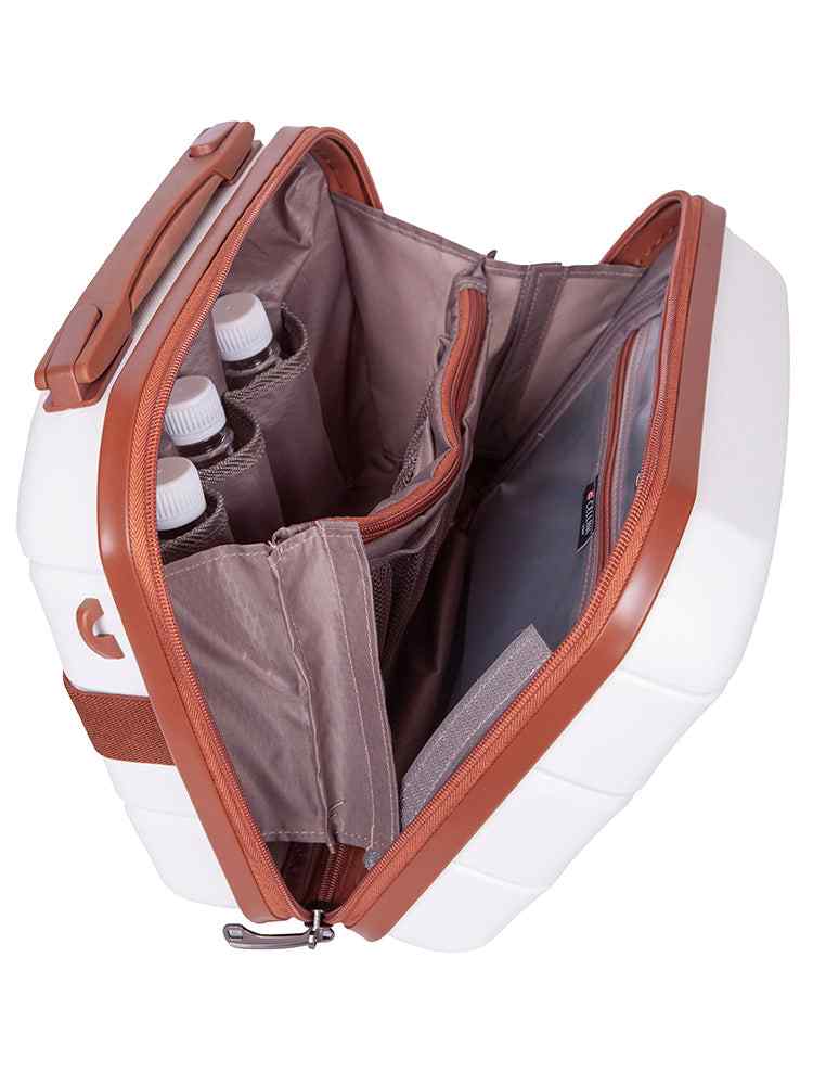 Cellini Spinn Beauty Case | White/Tan - KaryKase