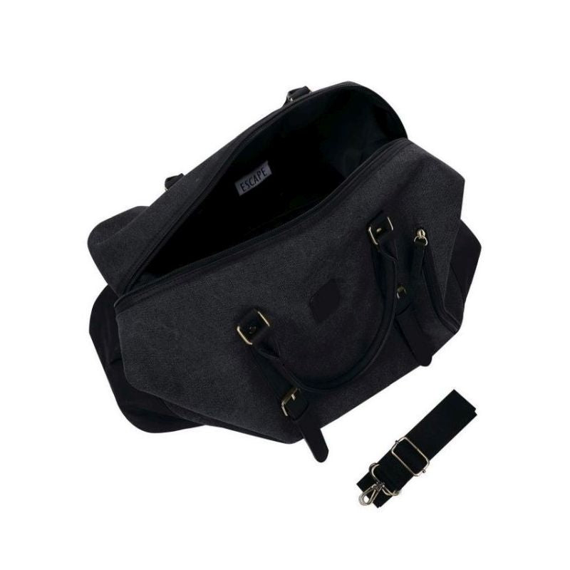 Escape Classic Canvas Large Travel Bag | Black With Black Trim - KaryKase