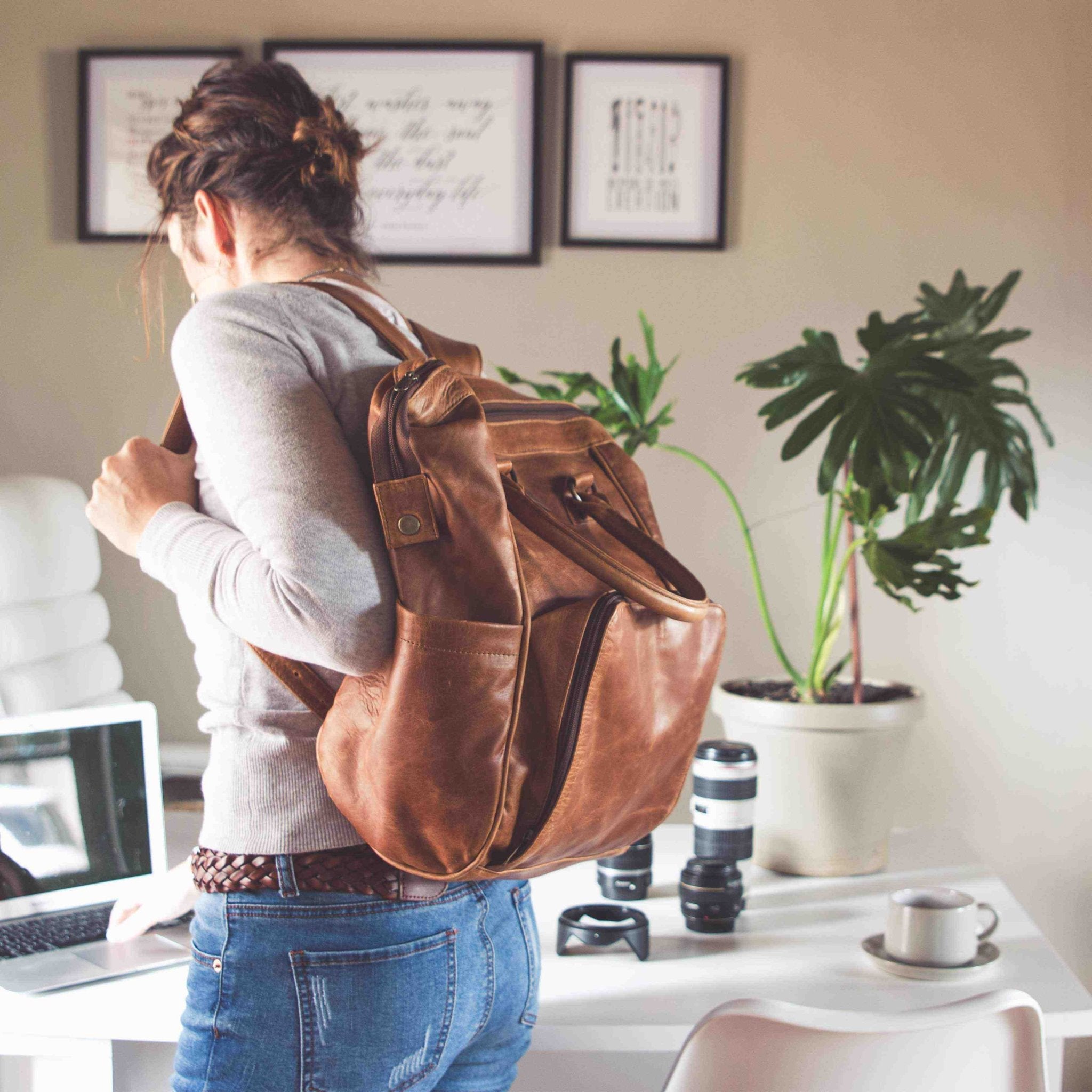 Mally Multipurpose Leather Backpack | Toffee - KaryKase