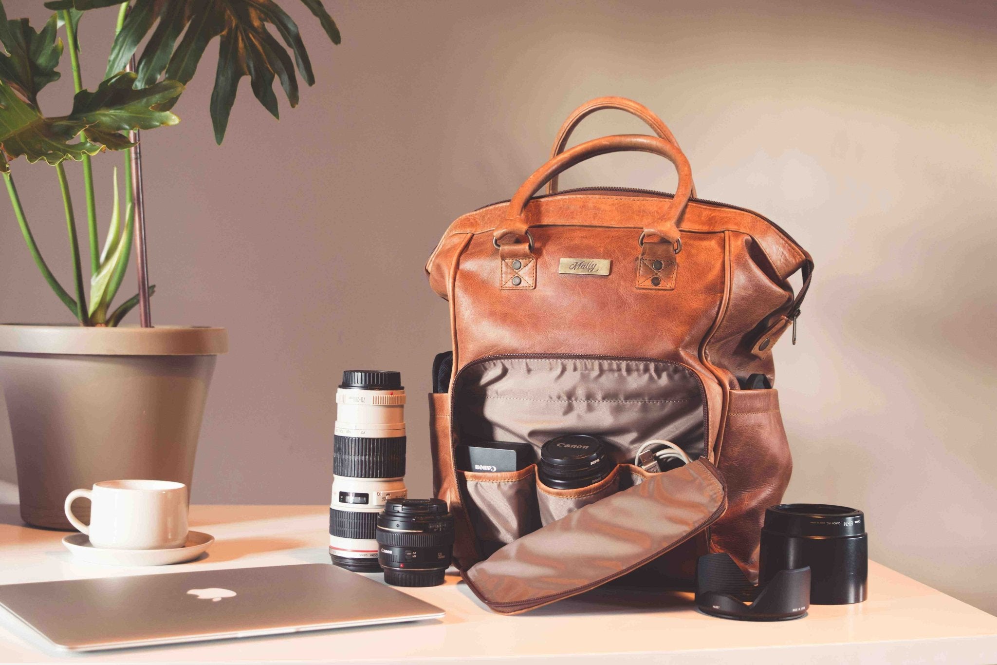 Mally Multipurpose Leather Backpack | Toffee - KaryKase