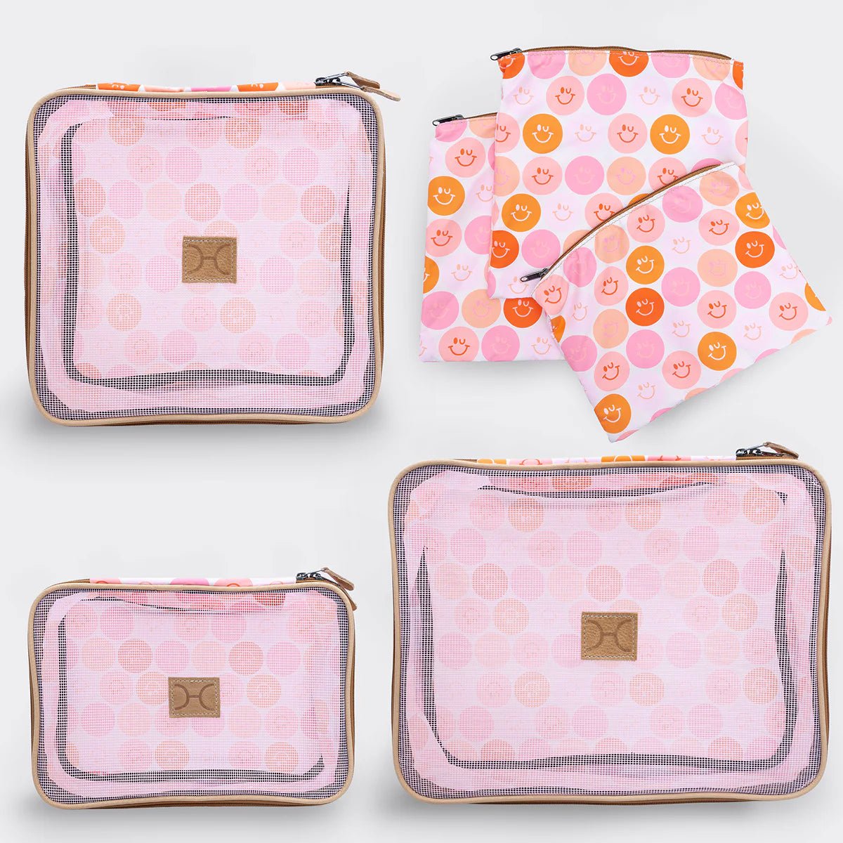 Thandana Kids Travel Luggage Organizer Pods - 6 Piece Set | Smiley Blush - KaryKase