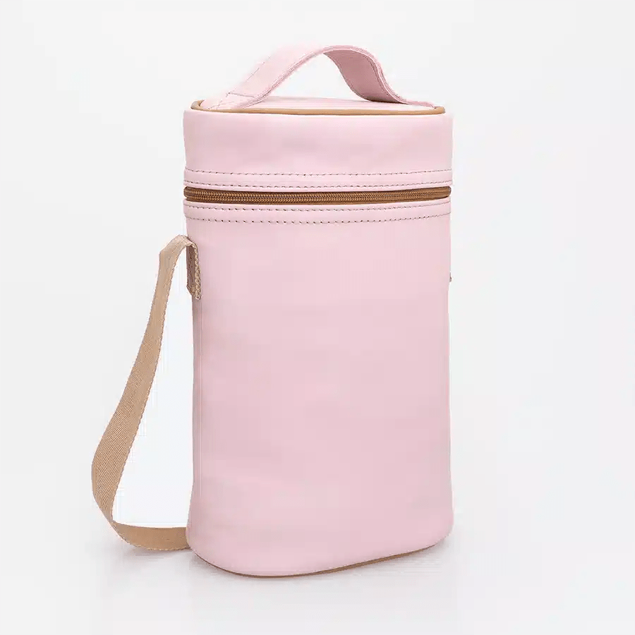 Thandana Leather Wine Cooler Double Carry Bag | Blush - KaryKase