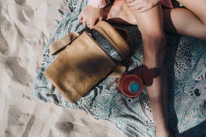 Thandana Leather Wine Cooler Double Carry Bag | Blush - KaryKase