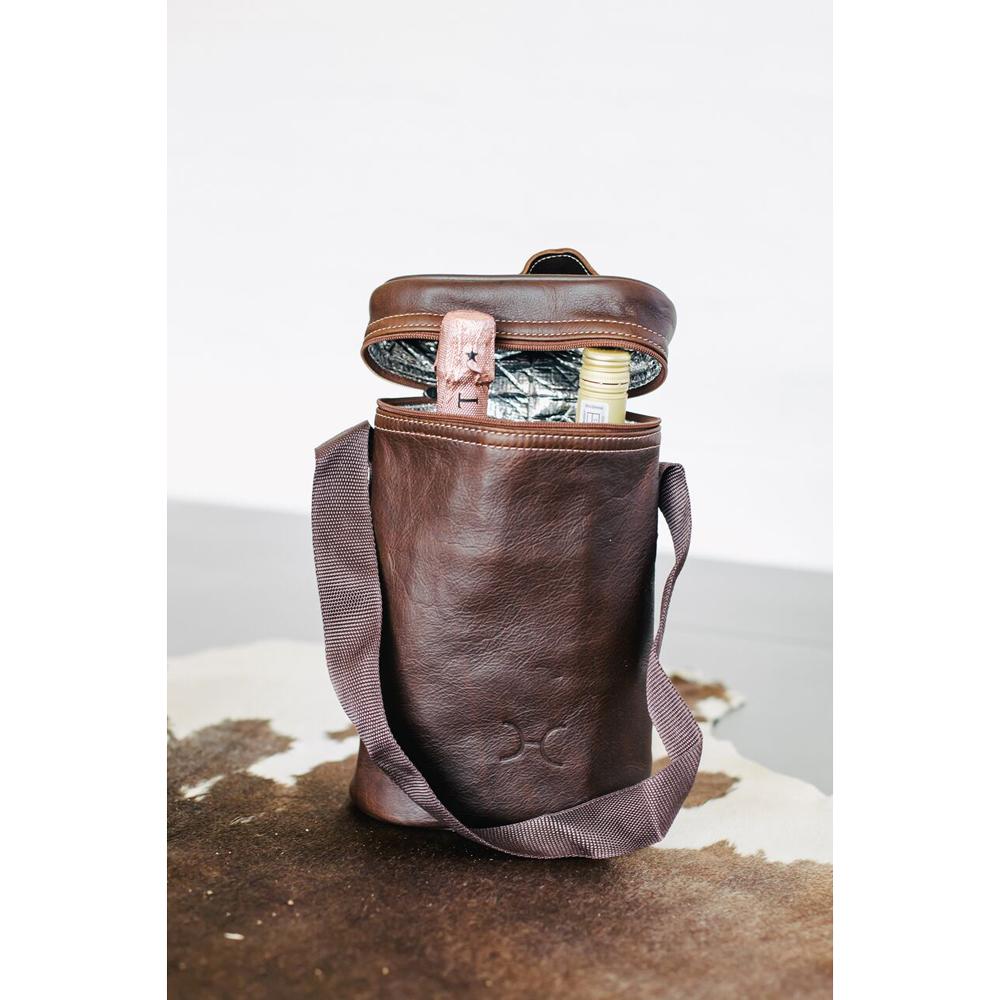 Thandana Leather Wine Cooler Double Carry Bag | Blush - KaryKase