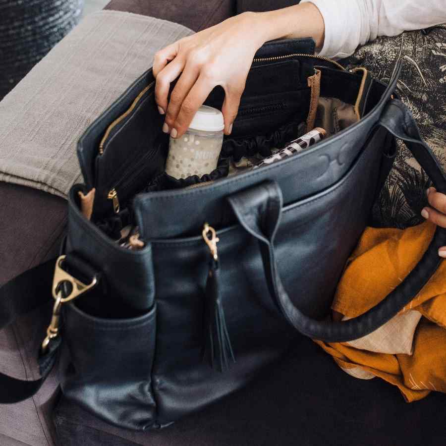Thandana Noa Leather Nappy Bag | Black - KaryKase