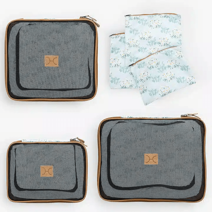 Thandana Travel Luggage Organizer Pods - 6 Piece Set | Crazy Daisy - Sage - KaryKase