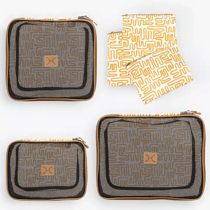 Thandana Travel Luggage Organizer Pods - 6 Piece Set | Geo - Sand - KaryKase
