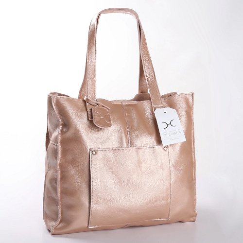 Thandana Zippered Tote Metallic Leather Handbag - KaryKase
