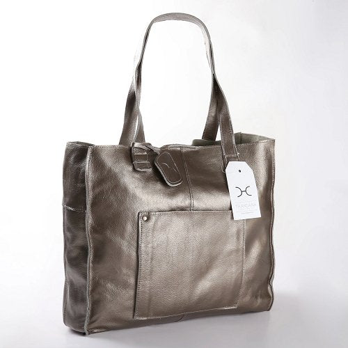 Thandana Zippered Tote Metallic Leather Handbag - KaryKase