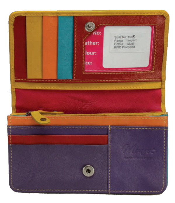 Monroe Impact Leather Ladies Clutch Purse | Multi Colour - KaryKase