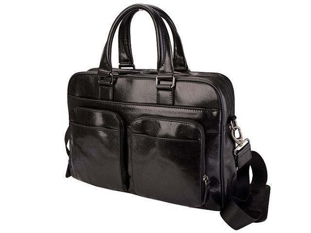 Adpel Amalfi Italian Leather Computer Bag | Black - KaryKase