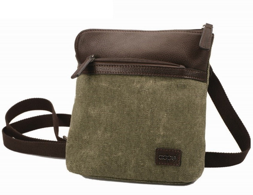 Adpel Canvas And Leather Cross Body Bag | Brown - KaryKase