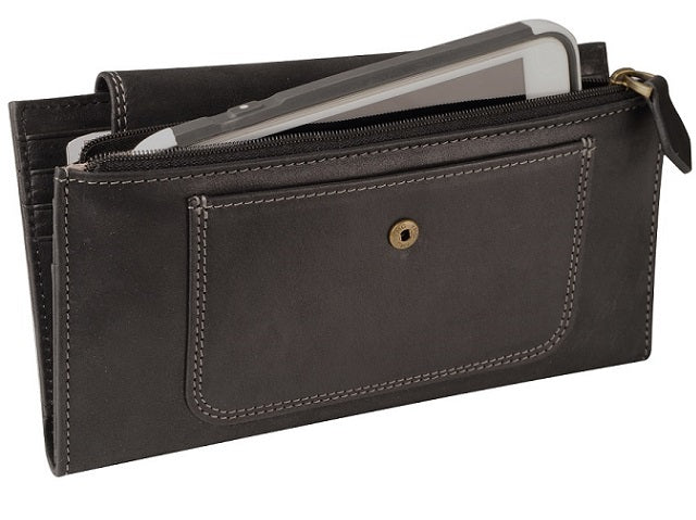 Adpel Dakota Leather Purse With Magnetic Closure | Black - KaryKase