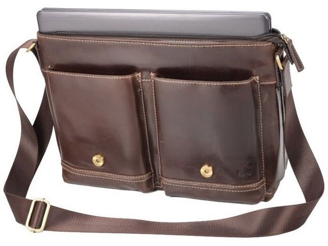 Adpel Trendy 15.4" Leather Messenger Bag | Brown - KaryKase