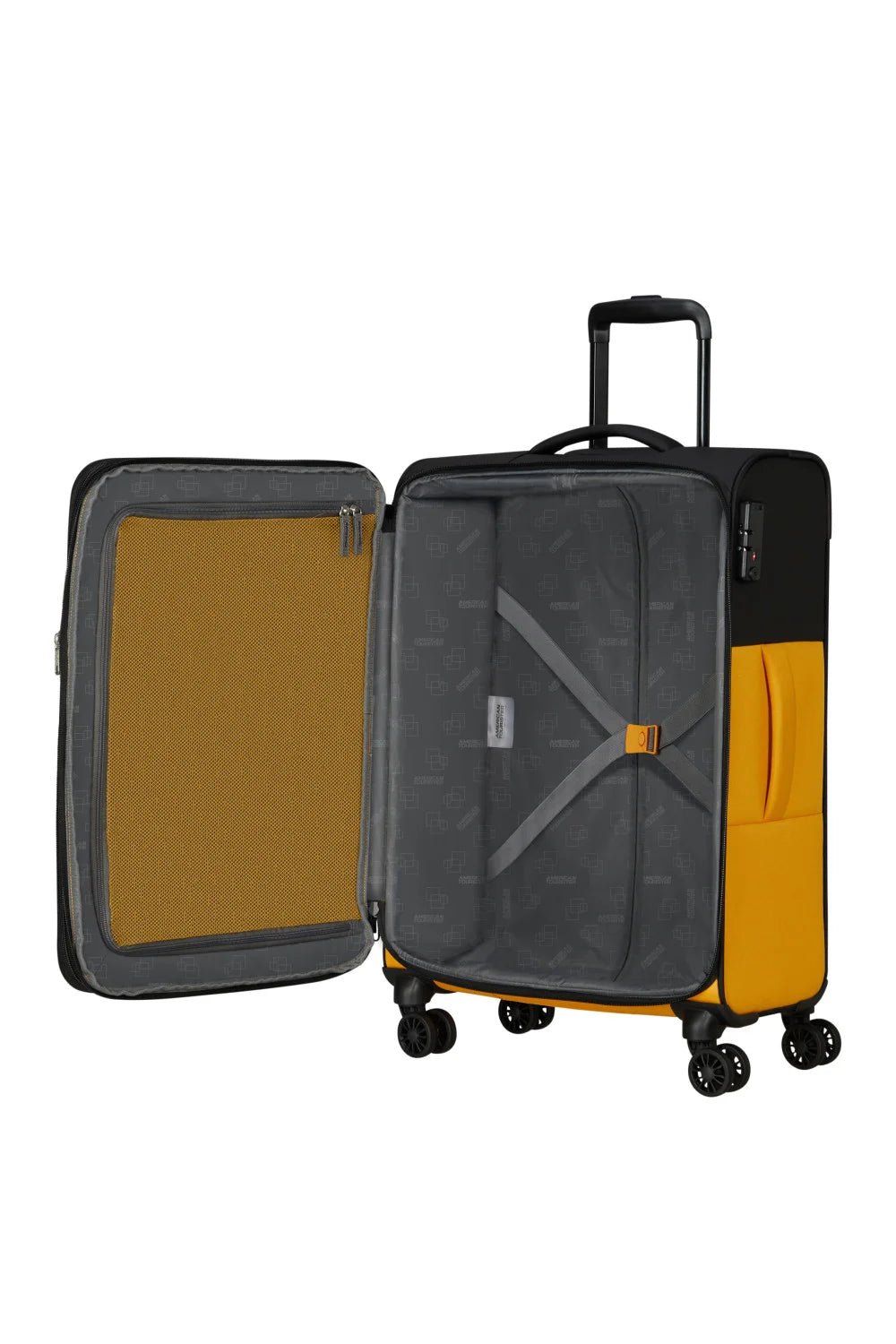 American Tourister Daring Dash 67cm Medium Spinner - Expandable | Black/Yellow - KaryKase