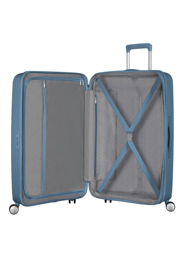 American Tourister Soundbox 3 Piece Luggage Set - Expandable | Stone Blue - KaryKase