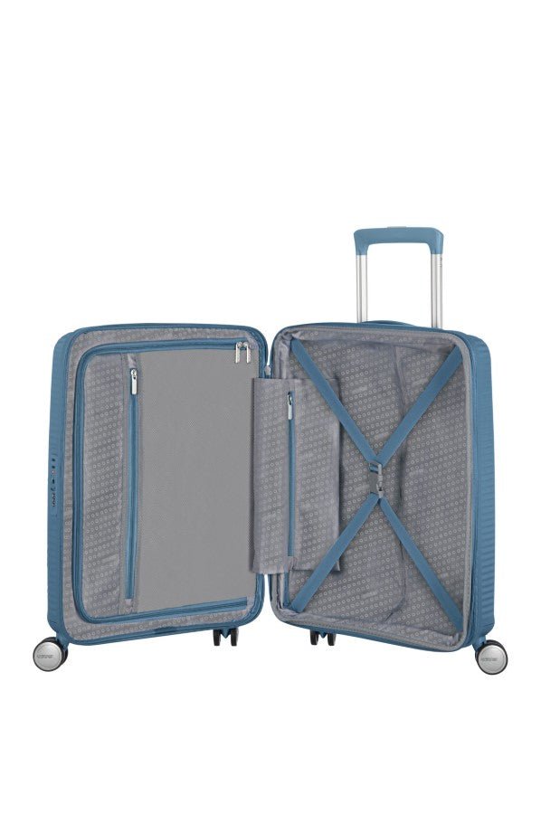 American Tourister Soundbox 55cm Cabin Spinner - Expandable | Stone Blue - KaryKase