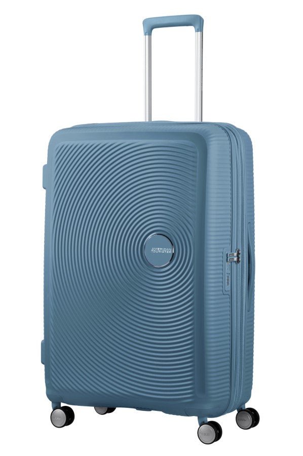 American Tourister Soundbox 77cm Large Spinner - Expandable | Stone Blue - KaryKase