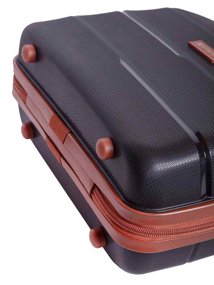 Cellini Spinn Beauty Case | Black/Tan - KaryKase