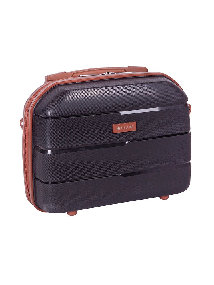 Cellini Spinn Beauty Case | Black/Tan - KaryKase