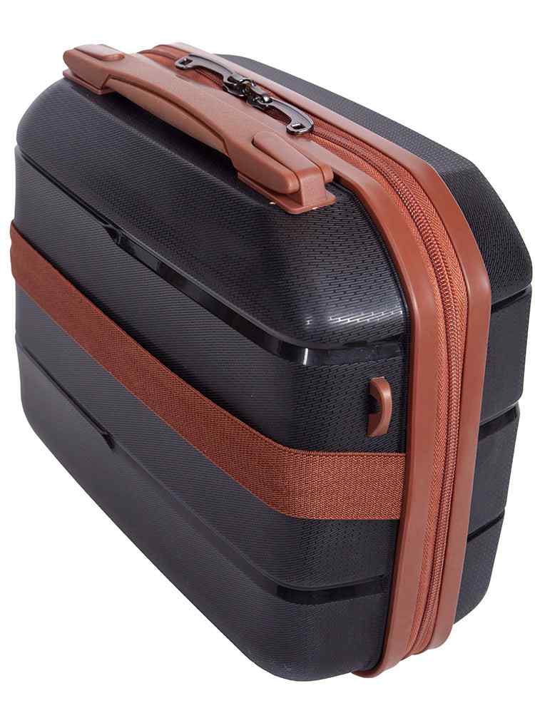 Cellini Spinn Beauty Case | Black/Tan - KaryKase