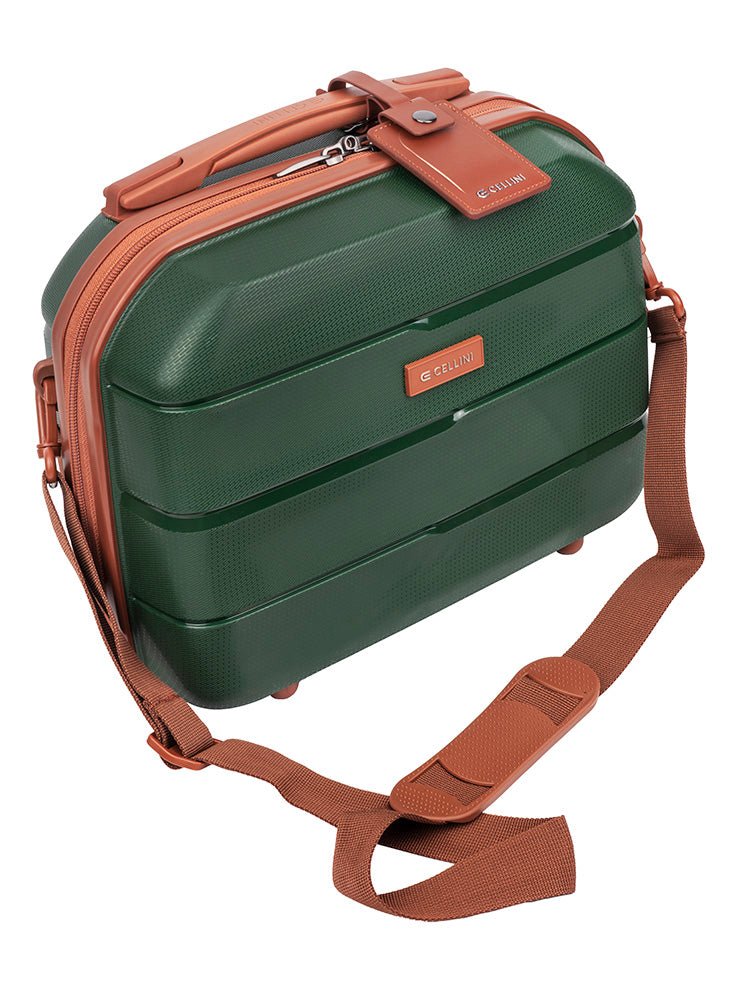 Cellini Spinn Beauty Case | Green/Tan - KaryKase