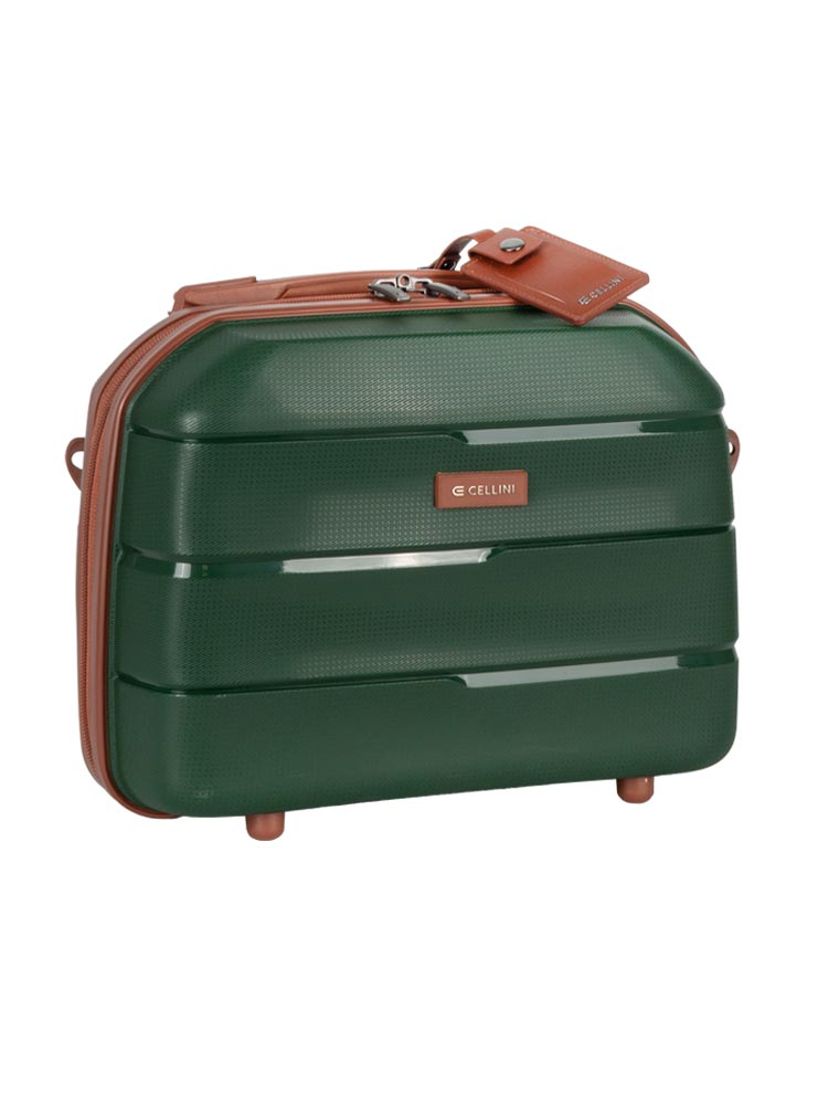 Cellini Spinn Beauty Case | Green/Tan - KaryKase