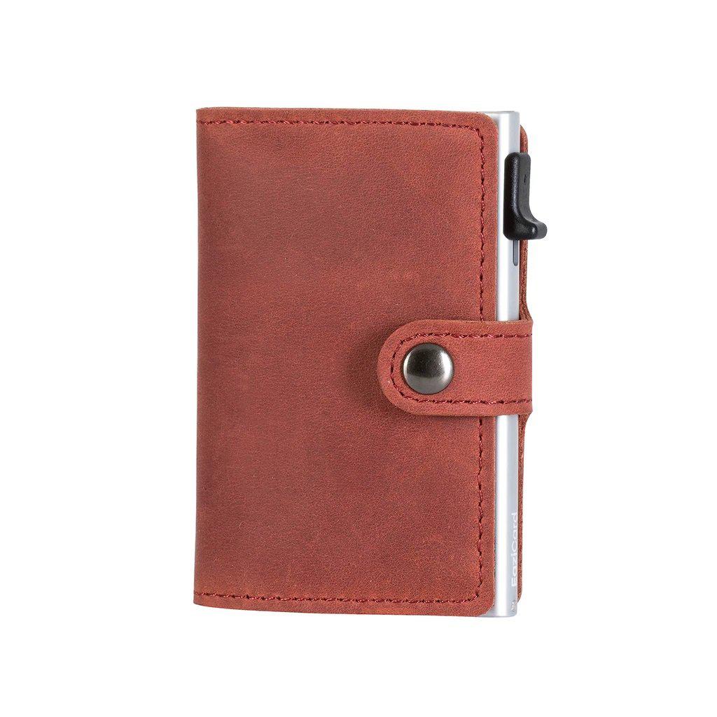 EaziCard Genuine Leather Saddle RFID Wallet | Red/Silver - KaryKase