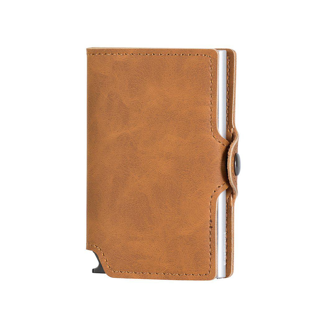 EaziCard RFID PU Leather Vintage Pattern Wallet | Brown/Silver - KaryKase