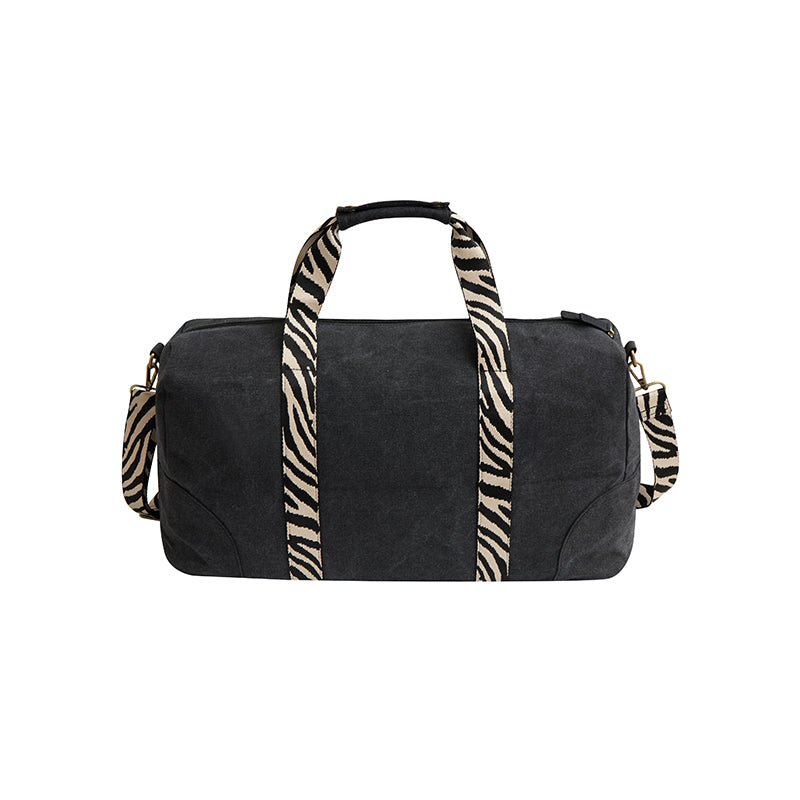 Escape Classic Canvas Weekender Bag With Zebra Print Straps – Black - KaryKase