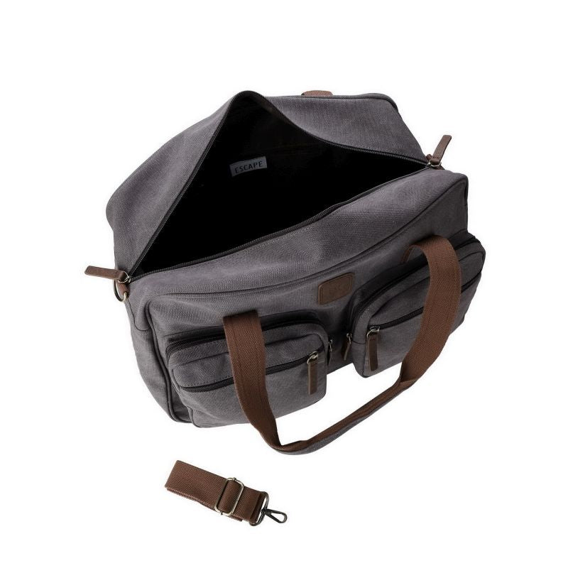 Escape Classic Canvas Weekender Travel Bag | Dark Grey - KaryKase