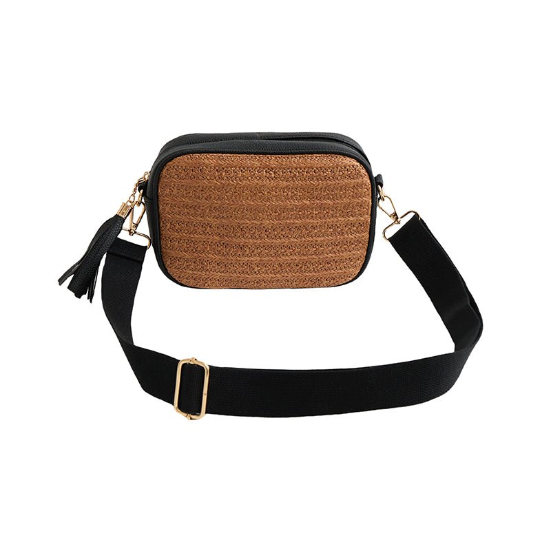 Escape Crossbody Rafia Weave Bag | Brown & Black - KaryKase