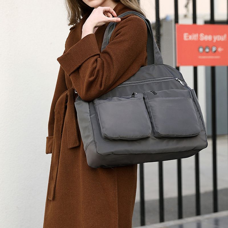 Escape Nylon Two Pocket Tote Bag | Grey - KaryKase