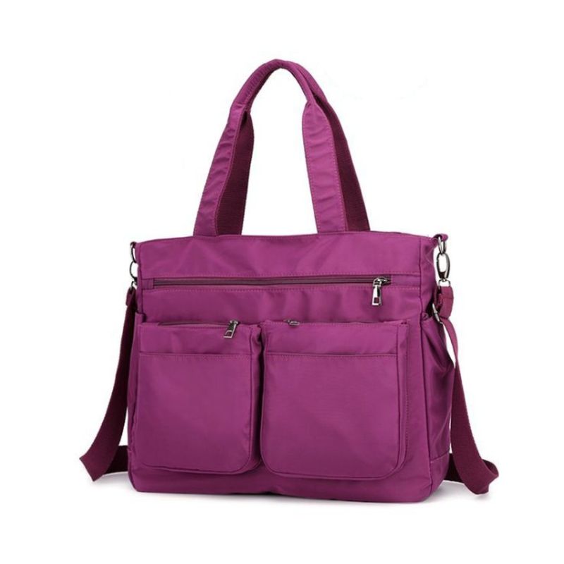 Escape Nylon Two Pocket Tote Bag | Magenta - KaryKase