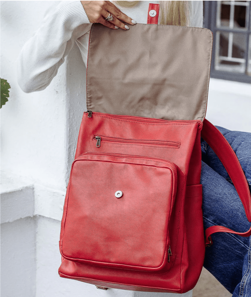 Mally Luxury Baby Backpack With Mat & Stroller Straps | Red - KaryKase