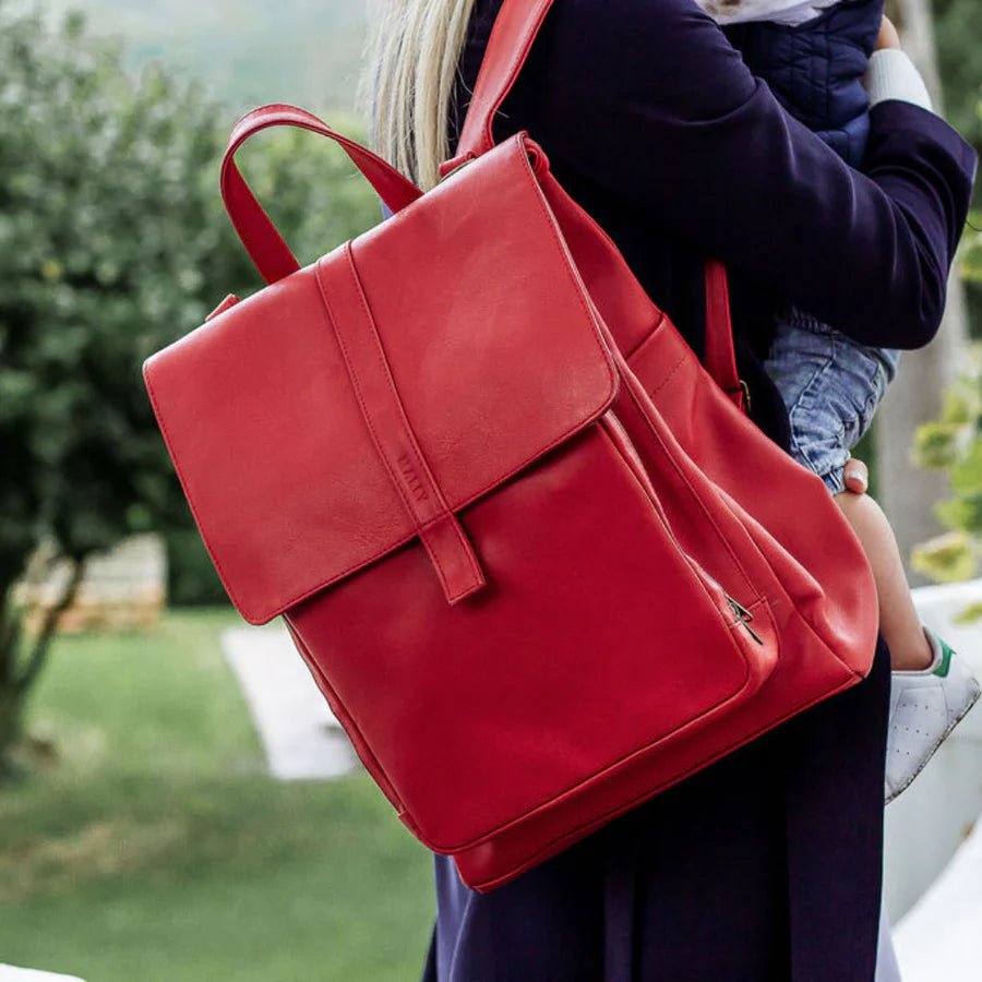 Mally Luxury Baby Backpack With Mat & Stroller Straps | Red - KaryKase