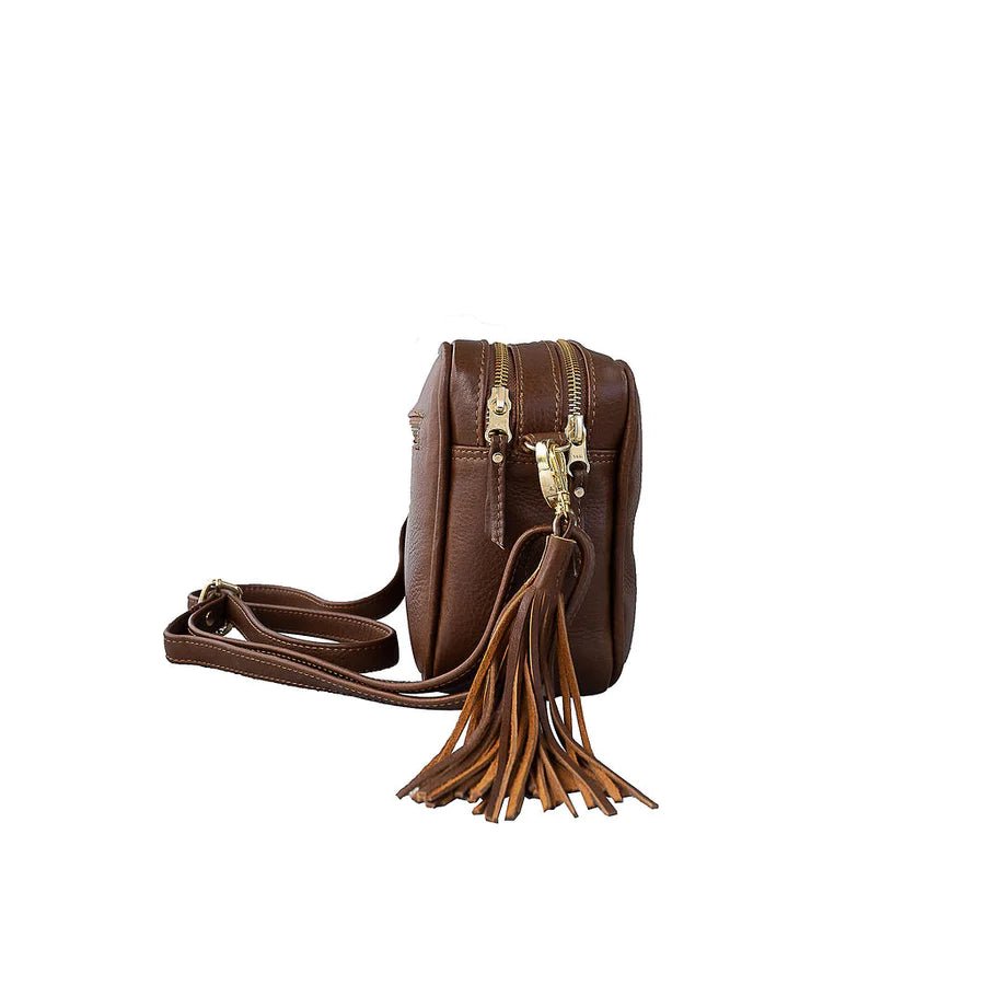 Mally Suzie Leather Sling Bag | Saddle - KaryKase