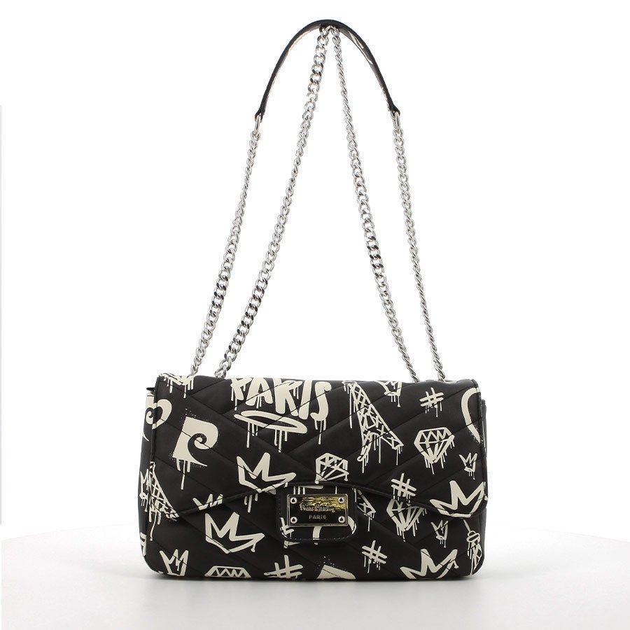 Pierre Cardin Cassidy Chain Bag | Black With White Print - KaryKase