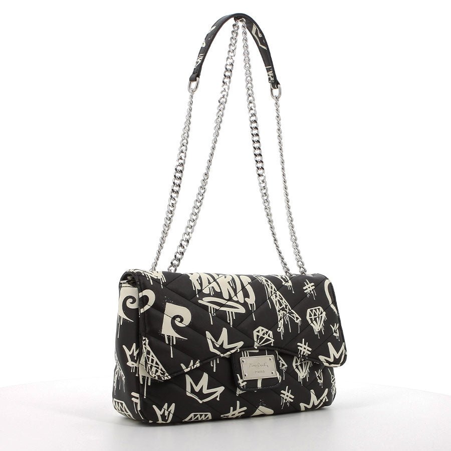 Pierre Cardin Cassidy Chain Bag | Black With White Print - KaryKase