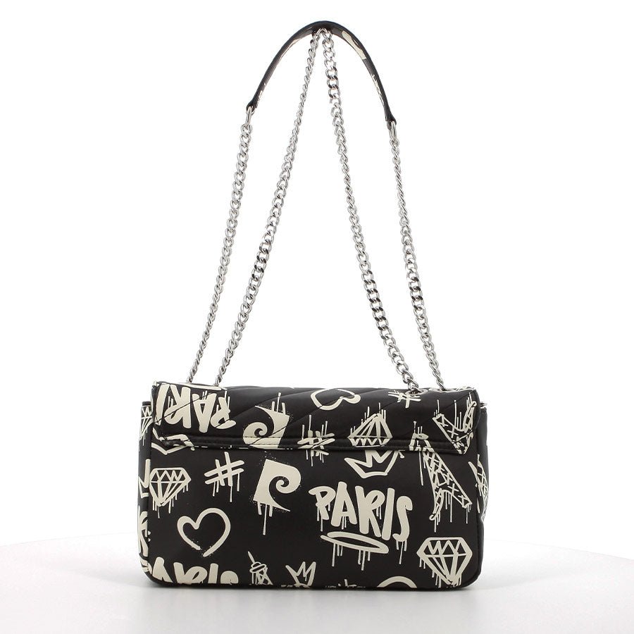 Pierre Cardin Cassidy Chain Bag | Black With White Print - KaryKase