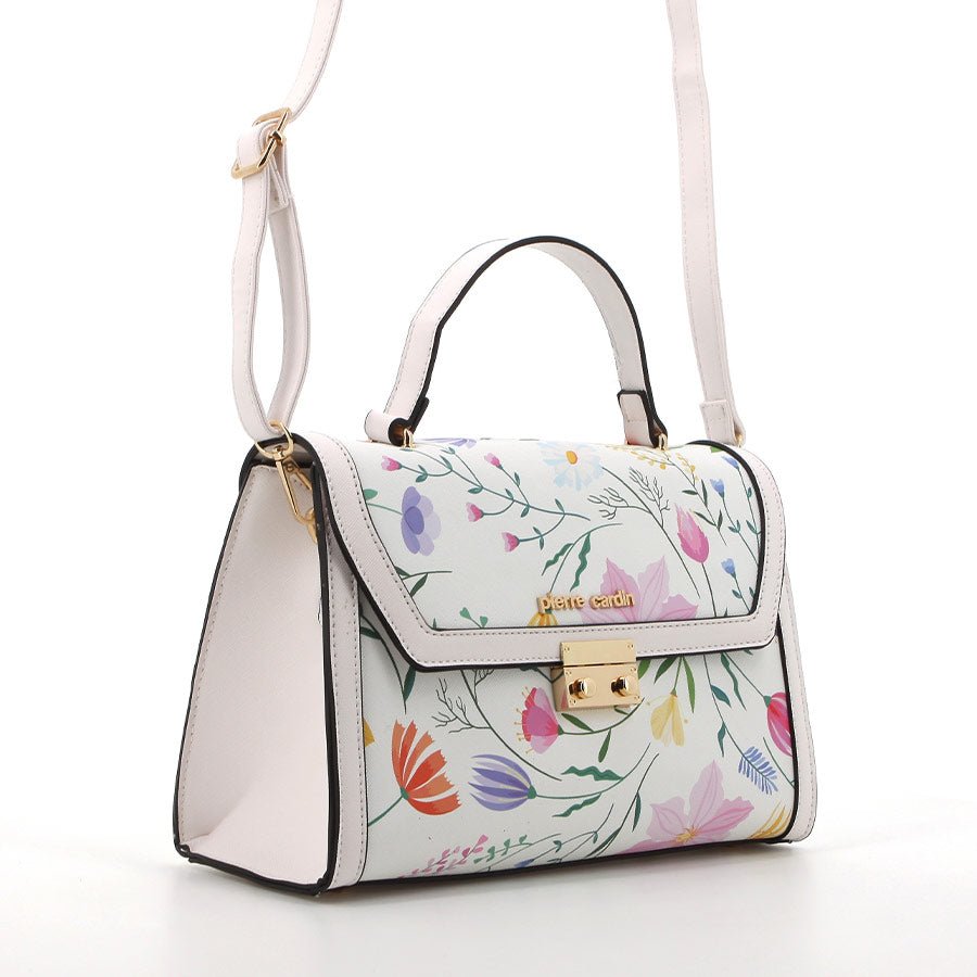 Pierre Cardin Christie Top Handle Handbag | White Floral - KaryKase