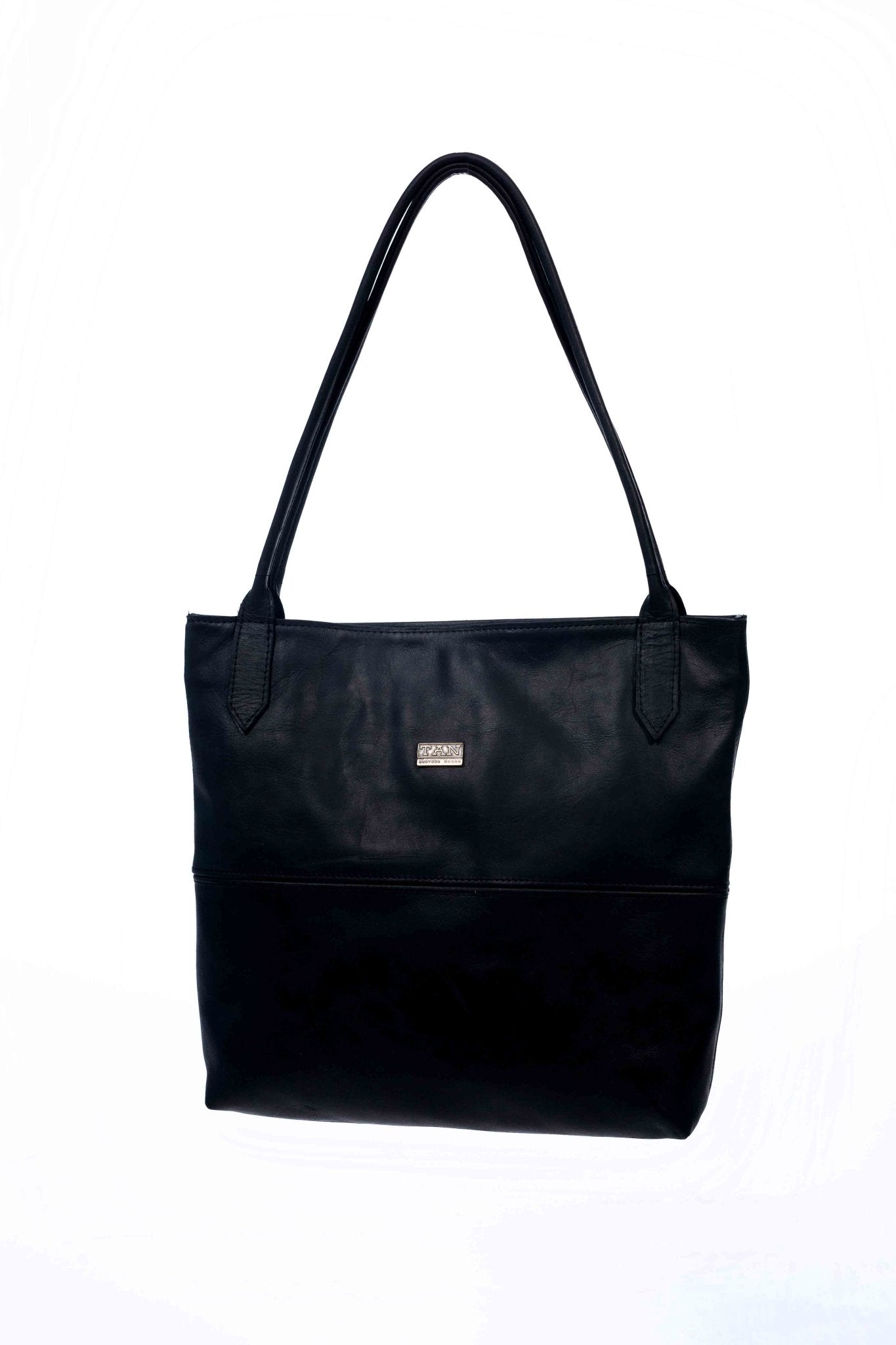 Tan Leather Goods - Ashley Leather Handbag | Black - KaryKase