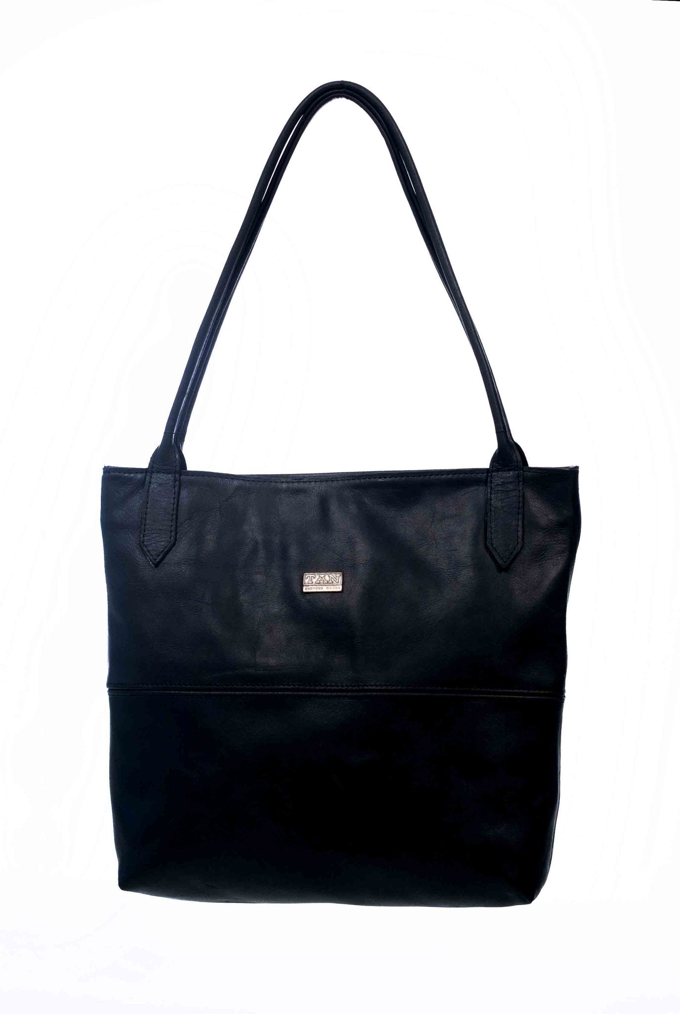 Tan Leather Goods - Ashley Leather Handbag | Black - KaryKase