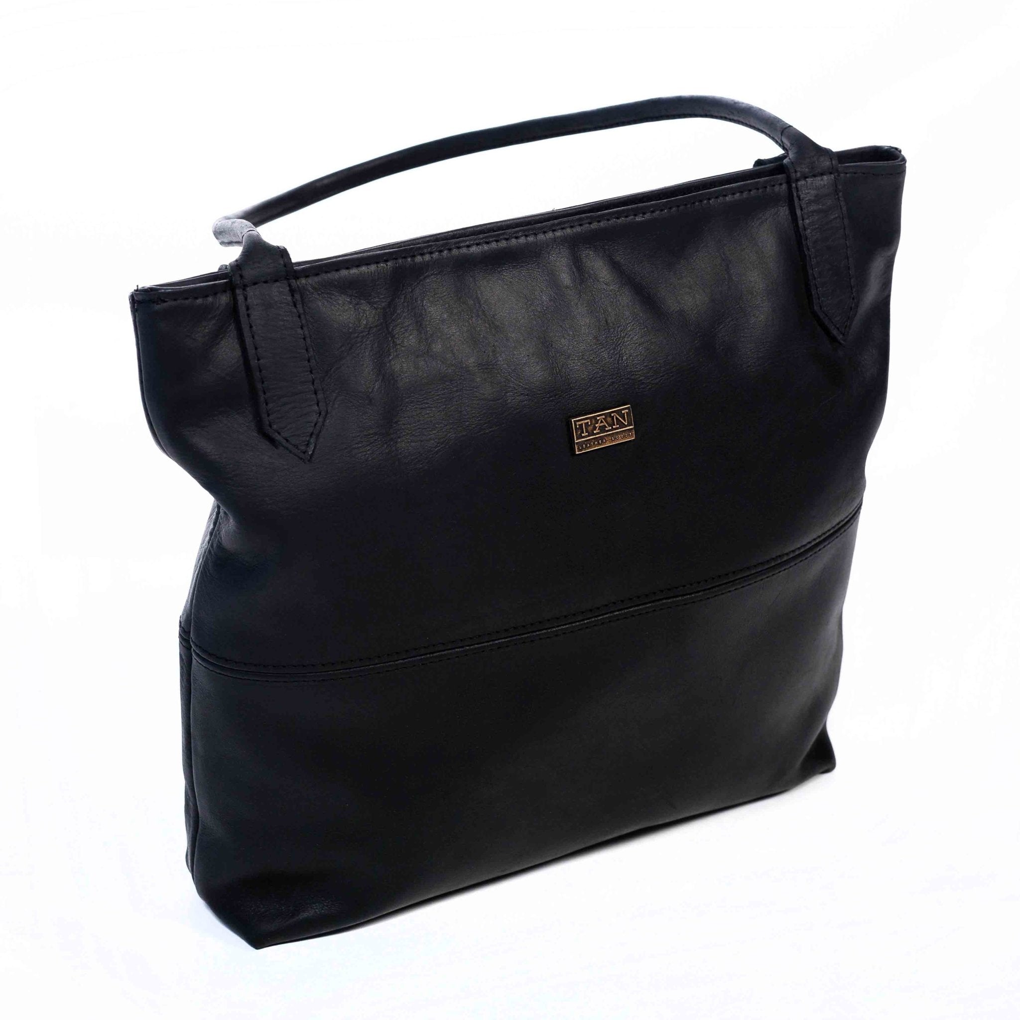 Tan Leather Goods - Ashley Leather Handbag | Black - KaryKase